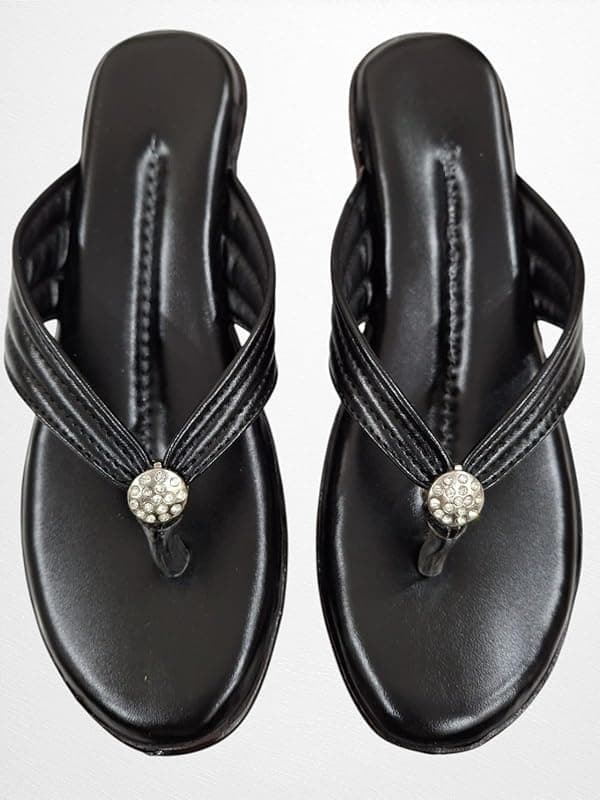 Women Stylish Toe Ring Flats | Cushioned Comfort Slip-On Sandals | Anti-Slip Daily Wear| Lightweight Casual Footwear