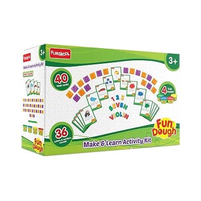 Funskool Fundough Jars Make & Learn Activity Kit, Make exciting Shapes and Patterns, Multicolour, Dough, Toys for Kids, Shaping, Sculpting, 3 Years and Above, Multicolour