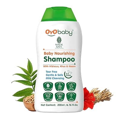 OYO BABY Gentle Baby Shampoo with Hibiscus, Khus &amp; Neem 200ml | No Tears Formula | For Daily Moisturizing | Cleanses, softens and nourishes baby's hair