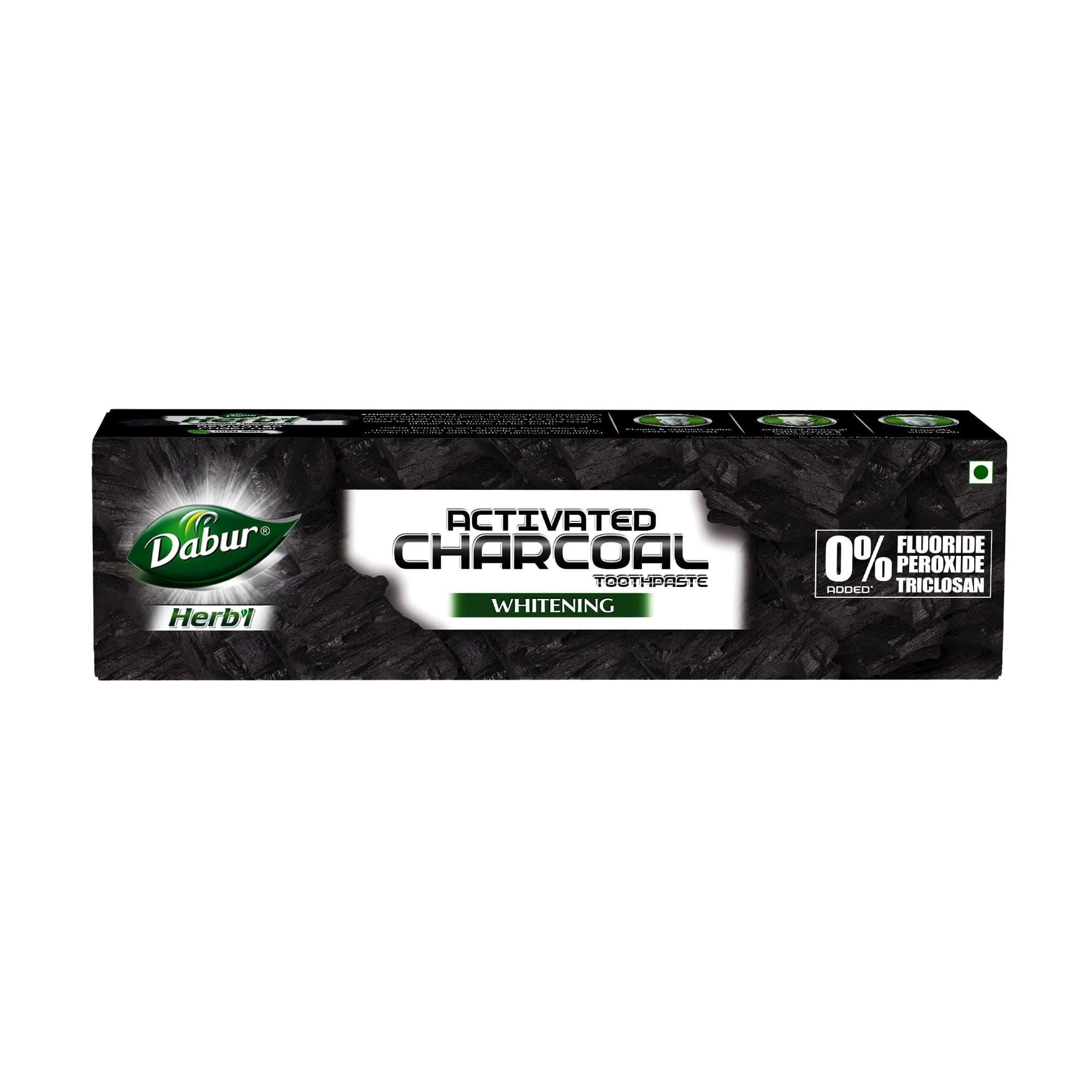 DABUR Herb'L Activated Charcoal Toothpaste 120gm (Pack of 1) | Whitening Black Gel Toothpaste | Fluoride Free | Fights Plaque & Extrinsic Stains | With Power of Mint | Cool & Refreshing Mouth Experience