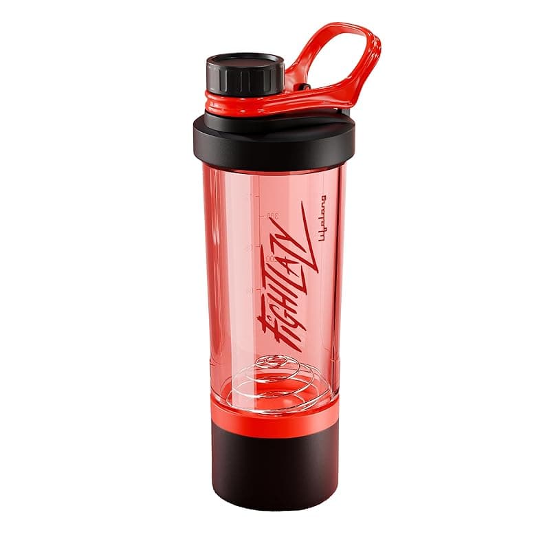 Lifelong Gym Shaker Bottle – BPA Free Protein Shaker for Men & Women with Extra Compartment | 600ML | Leakproof Shaker for Supplements & Powders – Red