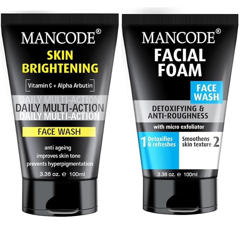 Mancode Face Wash for Men - Clear Skin, Oil Control, Acne Defense, Dark Spot Reduction, Pollution Protection | Detox + Hydrating |2 X 100ML - 200ML Pack of 1 | Men's Skincare