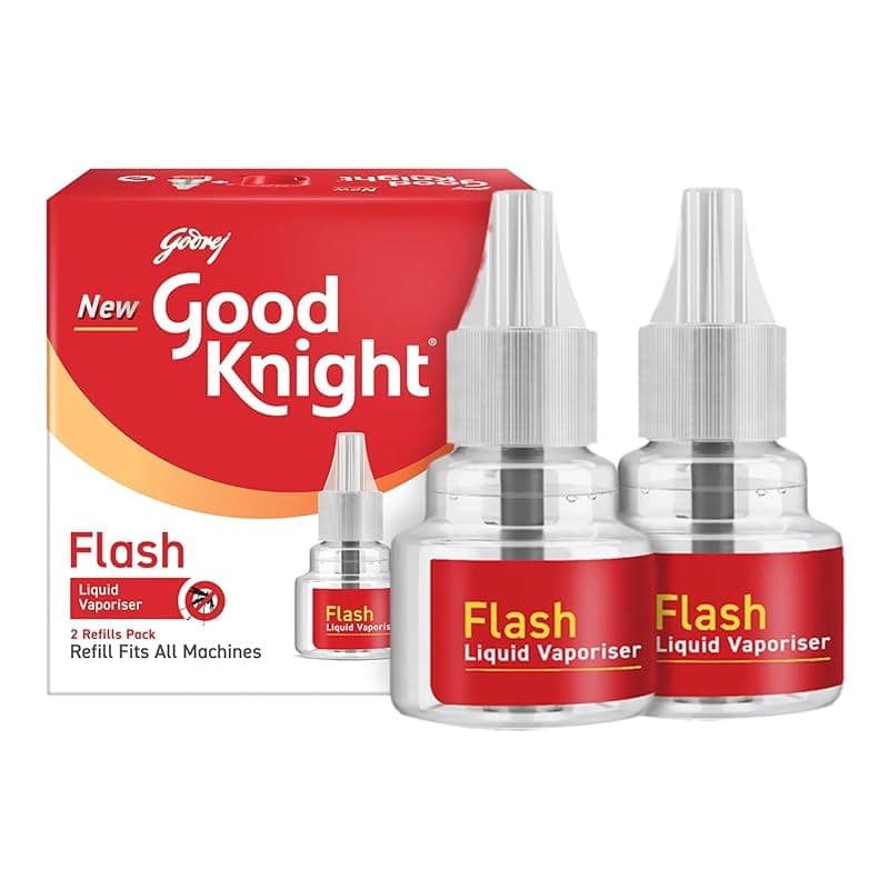 Good Knight Flash Liquid Vaporiser Pack Of 2 (45ml Each) | 2x Faster Than Before | Mosquito Repellent Refill | India s Most Powerful Liquid Vaporizer