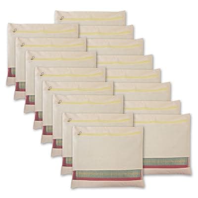 Cotton Saree Bags for Storage - Set of 5 Large (16x14 Inch) with Zip Closure &amp; Transparent Window | Wardrobe Organizer Covers for Clothes, Sarees &amp; Dresses - Beige