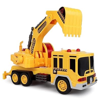 Toyzone Friction Powered Heavy Builder Truck | Construction Vehicle for Kids | Pull Along, Pull Back, Push and Go Crawling Toy for Boys and Girls