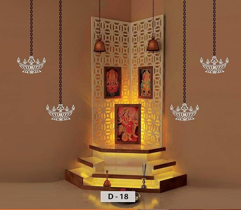 Reusable Deep Print Wall Stencil Painting for Pooja Room, D-18