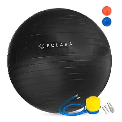 SOLARA Men &amp; Women PVC Gym Ball for Exercise &amp; Yoga W Pump, Anti Burst Swiss Birthing Stability Ball for Workout &amp; Fitness, Yoga, Exercise Ball for Men &amp; Women (Black 55cm)