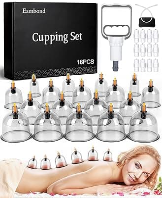 Eambond Cupping Set, Cupping Therapy Sets Massage Back, Pain Relief, Physical Therapy, Chinese Cupping kit with Vacuum Pump - Massage Cupping Cup for Massage Therapists–Improve Your Health &amp; Wellness