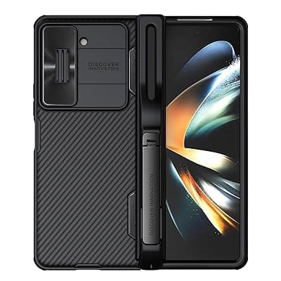 Nillkin Plastic Case for Samsung Galaxy Z Fold 5 (7.6" Inch) Camshield Fold Pen Slot Inbuilt Phone Stand Holder Camera Slider Black Color, Black