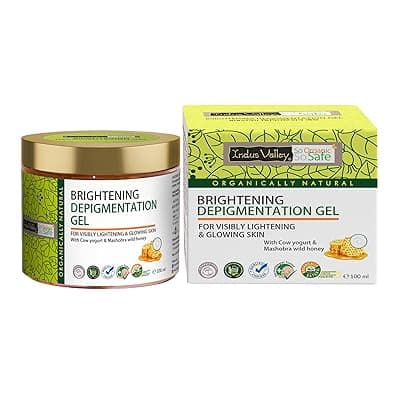 Indus Valley Depigmentation Gel with Cow’s Milk Yogurt &amp; Honey Organic &amp; Natural for All Skin Types Brightens &amp; Evens Skin Tone (100ml)