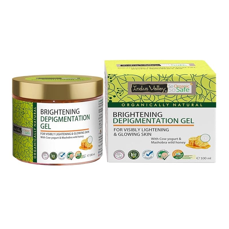 Indus Valley Depigmentation Gel with Cow’s Milk Yogurt &amp; Honey Organic &amp; Natural for All Skin Types Brightens &amp; Evens Skin Tone (100ml)