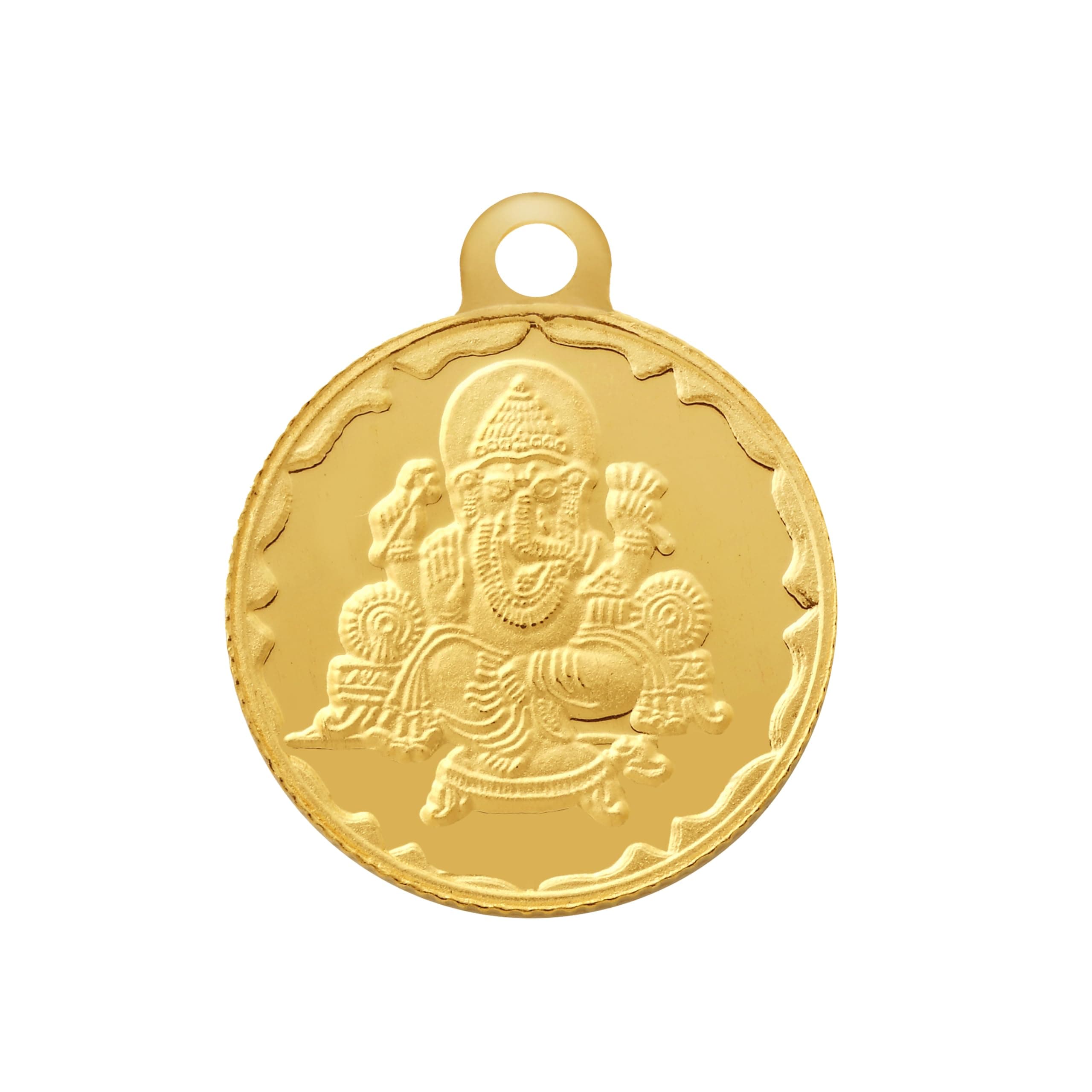 Bangalore Refinery 2.5 Gm Round Ganesh 24k (999) Yellow Gold Pendant (without hook)