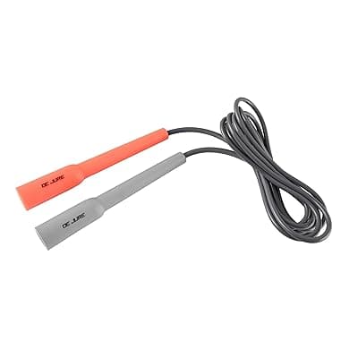 DE JURE FITNESS Adjustable Skipping Rope � Slim Handle, 275cm, Multiple Colors (Grey-Orange)