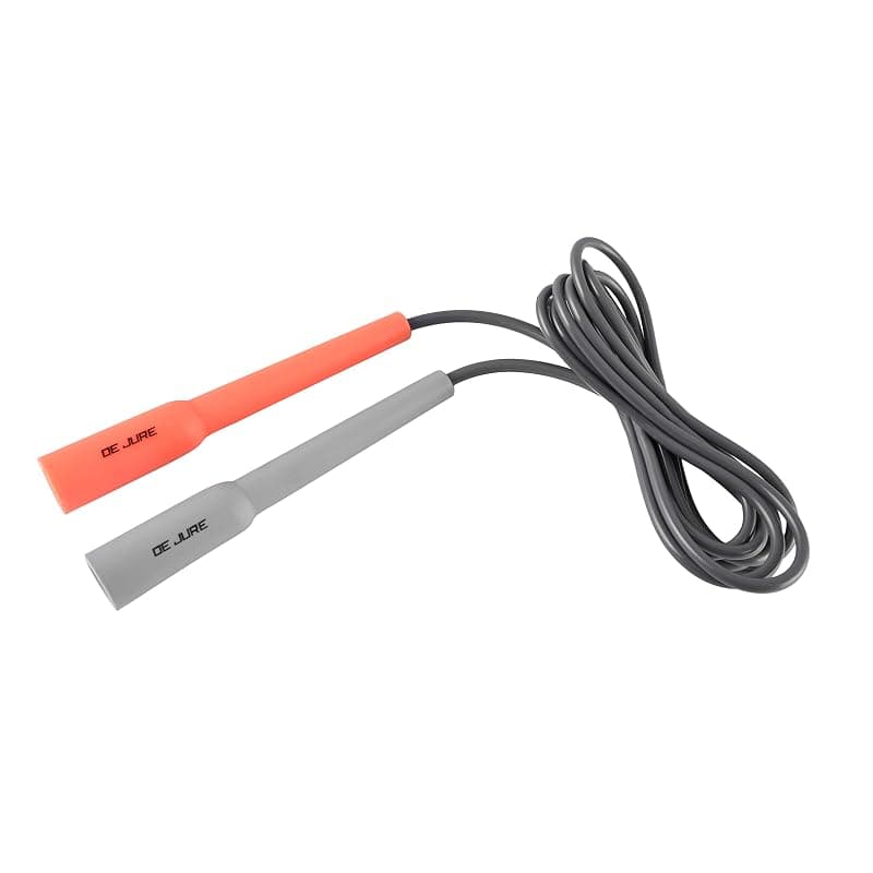 DE JURE FITNESS Adjustable Skipping Rope � Slim Handle, 275cm, Multiple Colors (Grey-Orange)
