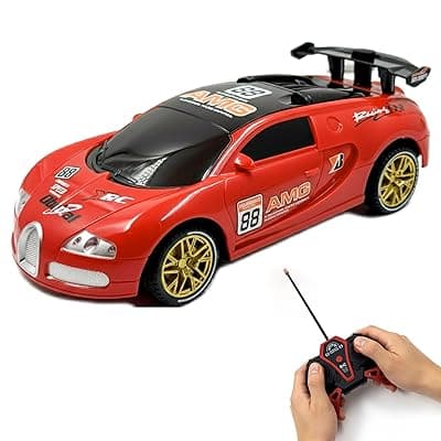 Zivvy Big Remote Control Car Red | 2.4G Rechargeable Car with 150m Range | LED Lights & Spray Effect | High-Speed Drift Toy | Best Gift for Boys & Girls 2 3 4 5 6 7 8+ Years