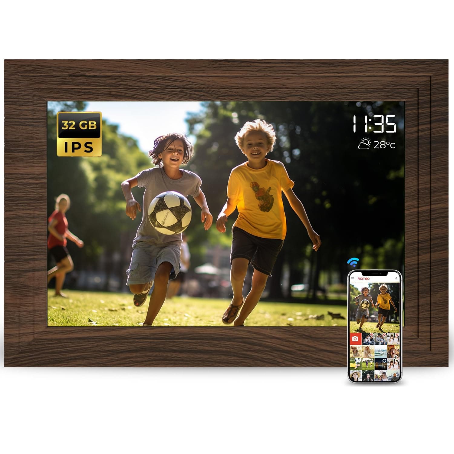 Lifelong 10.1 Inch Wi-Fi Digital Photo Frame with Slideshow & 32 GB Storage| 1280 x 800 IPS HD Auto-Rotate Touch Screen | Video & Sound | Desktop/Wall Mounted | Easy Share Files with Frameo App