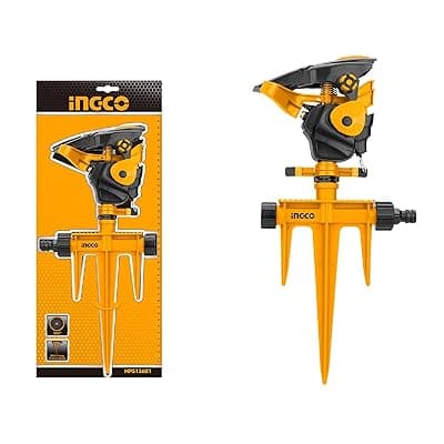 INGCO 360 ° Rotating Adjustable Lawn Water Sprinkler for Watering Garden Plants,Pipe Hose Irrigation Yard Water Sprayer