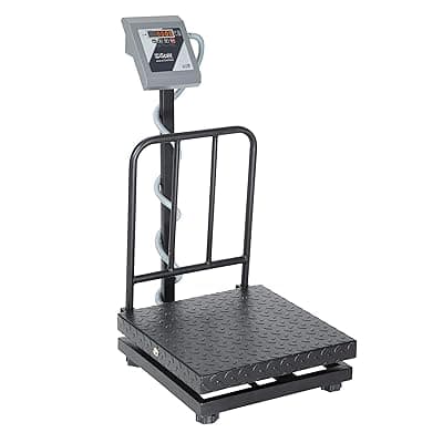 iScale i-15 Weight Capacity 150kg x 20g Accuracy, Chargeable Digital Weighing Machine/Electronic Weighing Scale with Front Back Double Red Display, Heavy-Duty Mild steel Chequered Pan size 18x18"