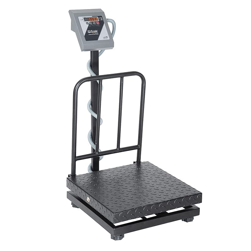 iScale i-15 Weight Capacity 150kg x 20g Accuracy, Chargeable Digital Weighing Machine/Electronic Weighing Scale with Front Back Double Red Display, Heavy-Duty Mild steel Chequered Pan size 18x18"