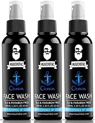 Muuchstac Ocean Face Wash for Men | Fight Acne & Pimples, Brighten Skin, Clears Dirt, Oil Control, Refreshing Feel - Multi-Action Formula (3x100 ml)