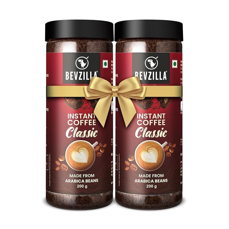 Bevzilla 400 Gram (200GMx2) Classic Instant Coffee Powder | Arabica Beans | Perfact For Espresso, Latte &amp; Cappucino | Enjoy Hot &amp; Cold