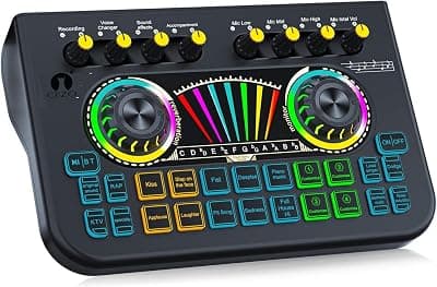 Cezo X3 Professional Live Streaming USB Audio Interface with 2 mic inputs, Multi-Channel Mixer output For Karaoke, Mobile/PC Streaming, Live Audio Broadcasting |Singing, Recording, Gaming
