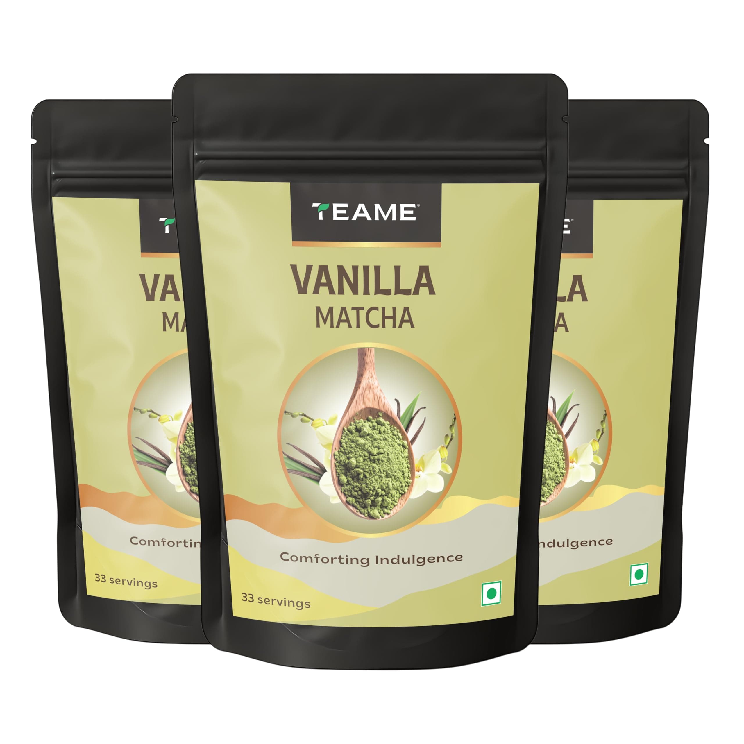 TE-A-ME Vanilla + Matcha Green Tea Powder - 150g (99 Servings) | 50g - Pack of 3 | Brew Delicious Flavoured Matcha | Vanilla Latte | 100% Natural | Ceremonial Grade