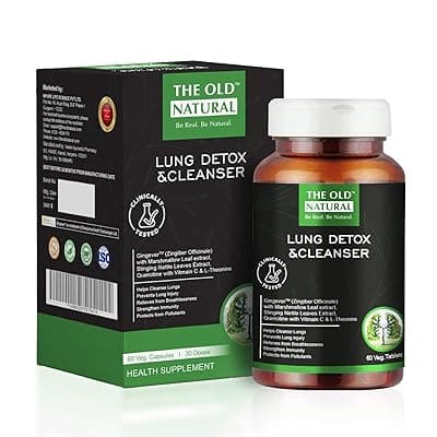 Lungs Detox for Smokers &amp; Pollution – 19-in-1 Formula with Marshmallow Leaf, Quercetin, Nettle, Vasaka &amp; More – Removes Tar &amp; Mucus (Pack of 1-60 Tablets)