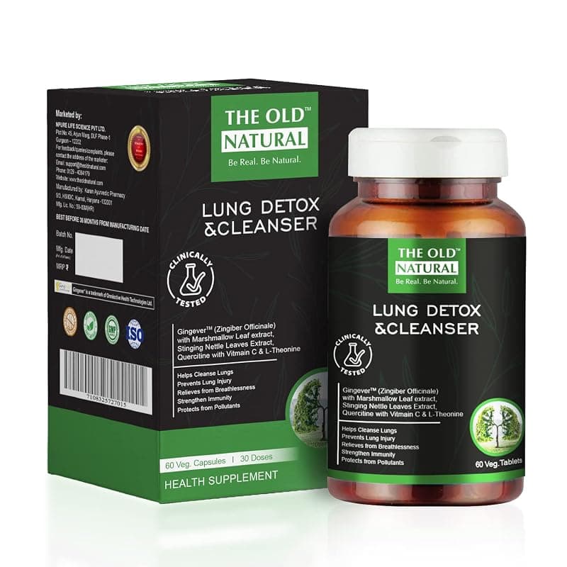Lungs Detox for Smokers &amp; Pollution – 19-in-1 Formula with Marshmallow Leaf, Quercetin, Nettle, Vasaka &amp; More – Removes Tar &amp; Mucus (Pack of 1-60 Tablets)