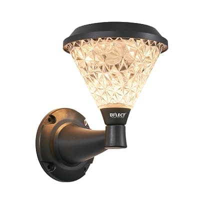 DYLECT® Luxe Decorative Solar Light/Lamp for Wall, Home Entrance, Balcony, Terrace, Outdoor Garden, Multi Color LED, IP65 Waterproof, Wireless Remote, Wall Mount, Auto On-Off (Cone Shape, Small)