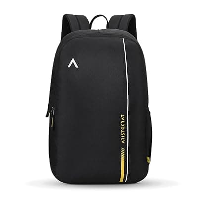 Aristocrat Nova 15L Laptop Backpack for Men &amp; Women with Bottle Pocket | Padded Shoulder Straps, Multi Compartments | Travel &amp; College Bag | Dark Black
