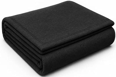 BSB HOME Premium Acrylic-Wool Single Bed Blanket – Ultra Warm Winter Blanket for Home &amp; Travel | Soft, Heavyweight, Durable &amp; Fade Resistant (Black, 150 x 220 cm, Weight - 1 Kg)