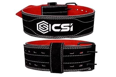 CSI Suede Leather 6MM Powerlifting GymBelt | Heavy Workout Weight Lifting Gym Belt for Men &amp; Women | Adjustable Black Leather Deadlifts Gym Belt (L/XL)