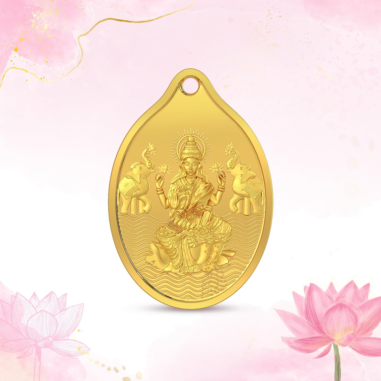 Malabar Gold & Diamonds 24K (999) Gold Coin Pendant 2 grams |Gold Coin cum Pendant for Birthday, Wedding, Akshaya Tritiya & Festive Gift, Goddess Laxmi Impression