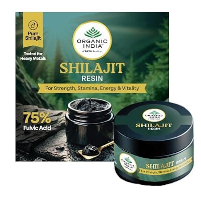 A TATA Product - Organic India Shilajit Resin, 20g, For Strength, Stamina, Energy &amp; Vitality, 75% Fulvic Acid, Boosts Strength &amp; Endurance, Triphala Purified, Tested For Heavy Metals