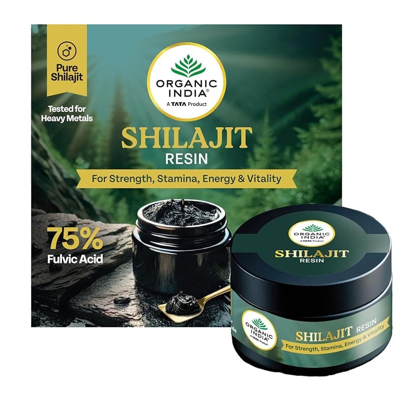 A TATA Product - Organic India Shilajit Resin, 20g, For Strength, Stamina, Energy &amp; Vitality, 75% Fulvic Acid, Boosts Strength &amp; Endurance, Triphala Purified, Tested For Heavy Metals