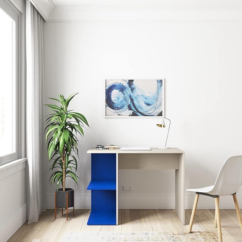 Amazon Brand - Solimo Amaree Engineered Wood Study Table (Blue &amp; Pine Finish)