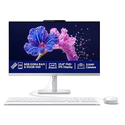 Lenovo A100 All in one Intel® Core™ i3-N305 23.8" FHD (1920x1080) 3-Side Edgeless All-in-One Desktop (8GB/512GB SSD/Win11/MS Office 2024/5MP Camera/USB Calliope Keyboard &amp; Mouse) F0J6005GIN