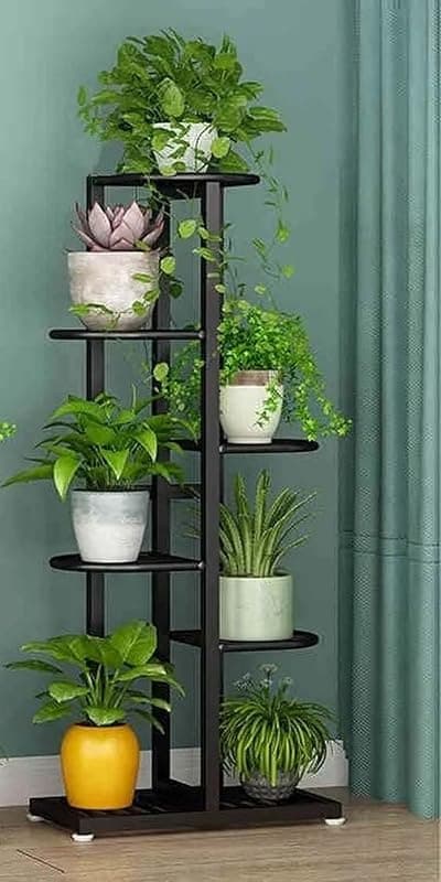 EYLEX Plant Stand Metal 6 Tier Multiple Flower Pot Holder Shelf Indoor Outdoor Planter Display Shelving Unit for Patio Garden Corner Balcony Living Room (Black)