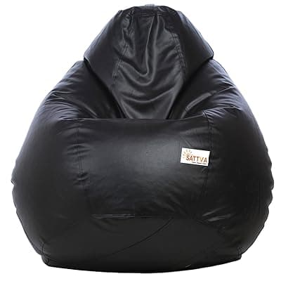 Sattva Classic Bean Bag Cover (Without Beans) for Living Room XXL Size - Black