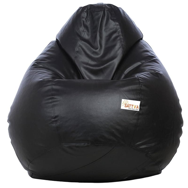 Sattva Classic Bean Bag Cover (Without Beans) for Living Room XXL Size - Black