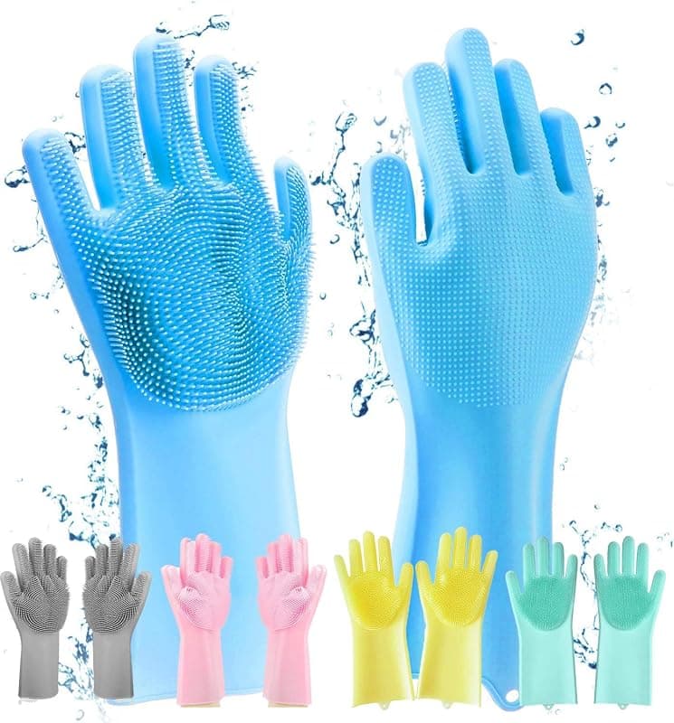Hand Gloves for Kitchen Cleaning,Gloves Magic Silicone Dish Washing Gloves Hands wash utensil for women men,Dishwashing and Pet Grooming,Great for Washing Dish,Car,Bathroom(Multicolour, 1 air)