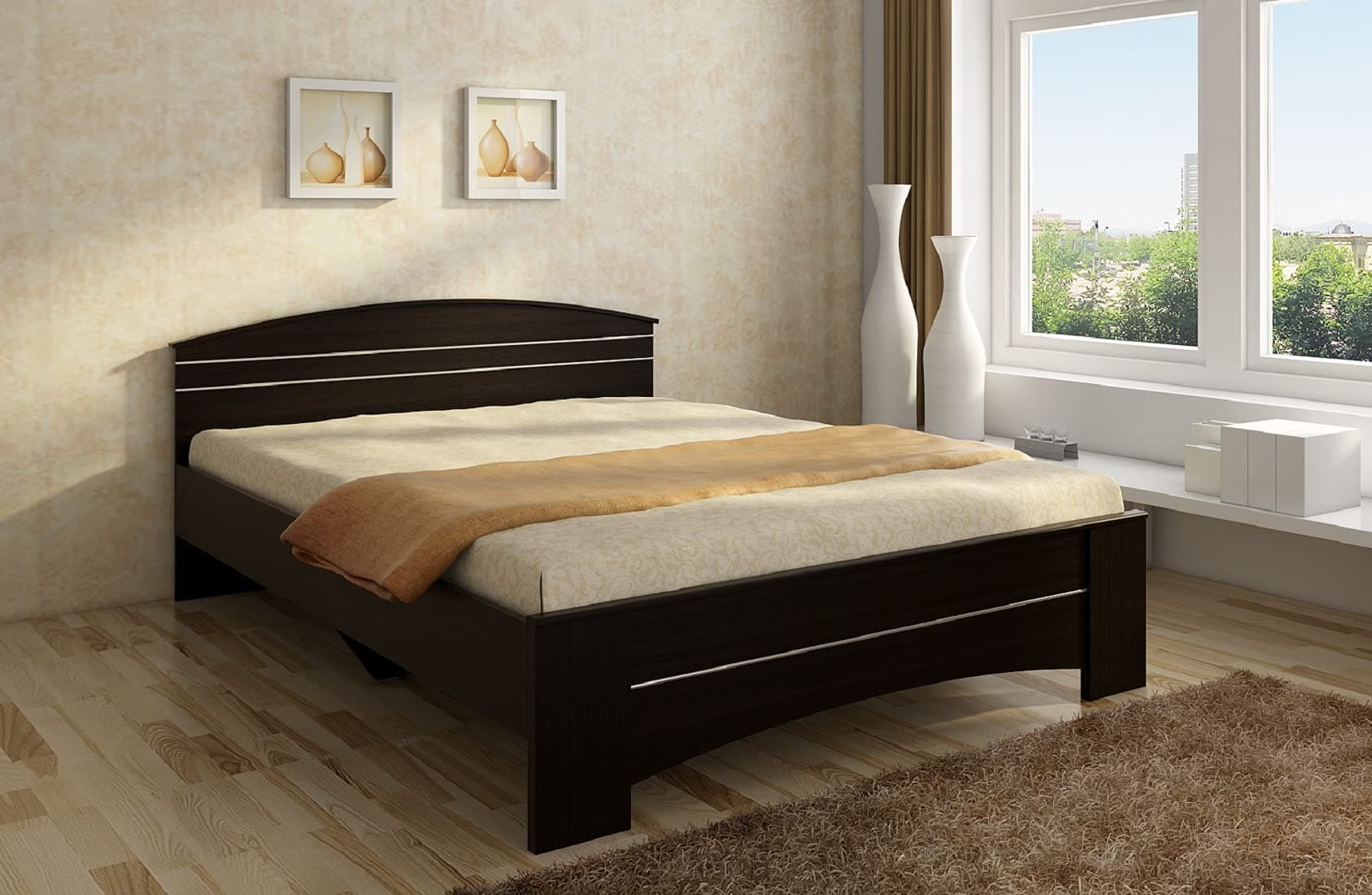 Spacewood Maxima Bed | Queen Size (78 X 60) Engineered Wood Bed with Modified Understructure | 3 Year Warranty | Modern Design | Natural Wenge