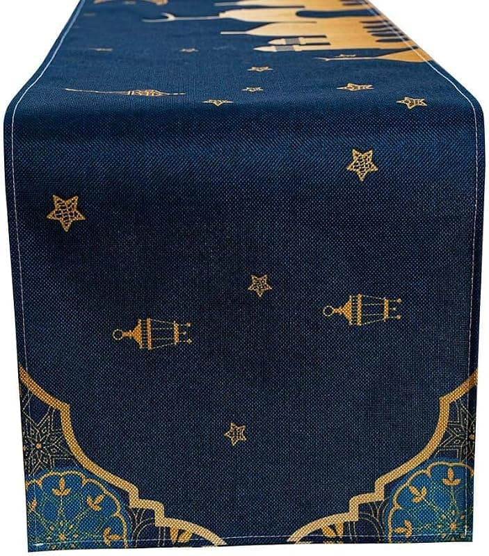 Aazeem Table Runner Table Decorations - Ramadan Mosque Lattern Islamic Happy Ramadan Mubarak |Party Supplies Decorations| Navy Color|