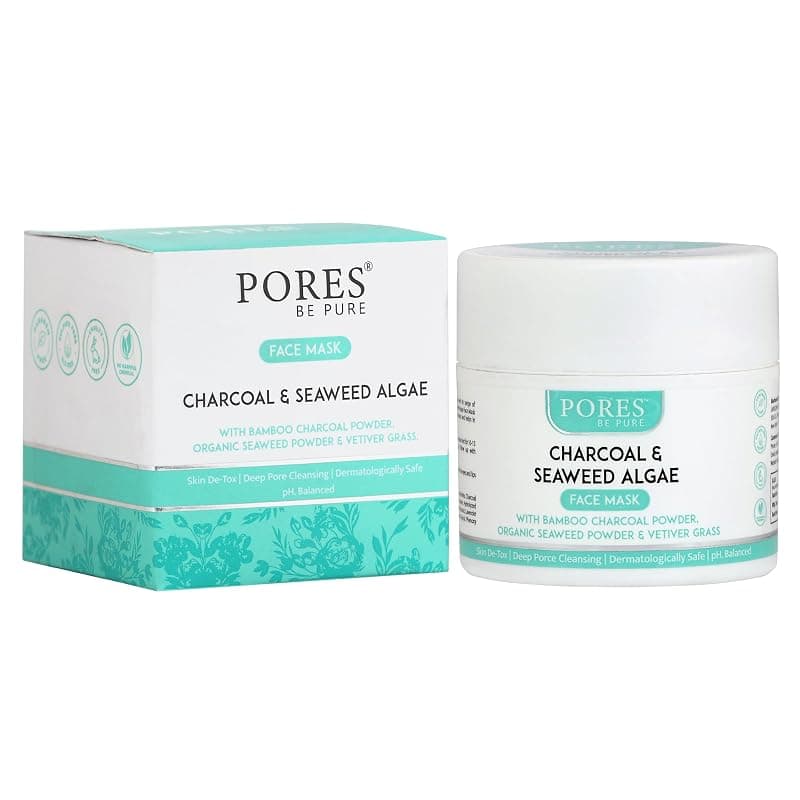 PORES BE PURE Charcoal Clay Face Mask For Men & Women | Deep Cleansing & Detoxifying Face Pack | Removes Blackheads & Whiteheads | Oil Control & Pore Purifying Face Mask For Glowing & Brightening Skin 100 G