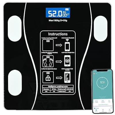 Pivalo Digital Weighing Scale for Body Weight Wireless Electronic BMI Monitoring Machine Fitness Device with Bluetooth Connectivity & LCD Display (Black, 1 Year Warranty, 180 Kg Max. Capacity)
