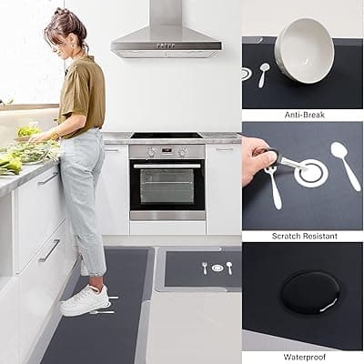 voltonix Kitchen Mats, Waterproof Memory Foam Kitchen Rugs, Standing Desk Mat Floor Mats, Comfort Runner Rug Carpets for Kitchen Floor, Sink (Standerd)