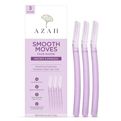 Azah Smooth Face Razor for Woman [Pack of 3] | Dermaplaning Face Rozor | Instant &amp; Painless Facial Razors for Women Facial Hair | Perfect for Eyebrows, Upper Lip &amp; Chin | Ideal for All skin Types
