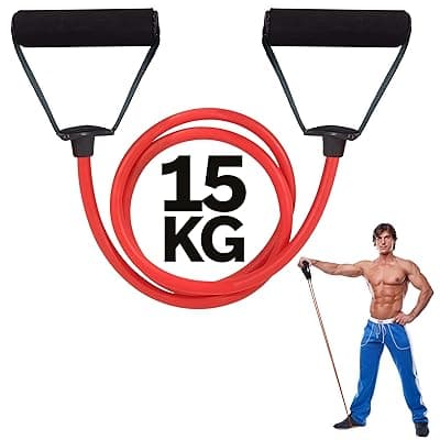 Resistance Tube with Foam Handles, Door Anchor for Exercise &amp; Stretching - Ideal for Home &amp; Gym Workouts - Multi Resistance