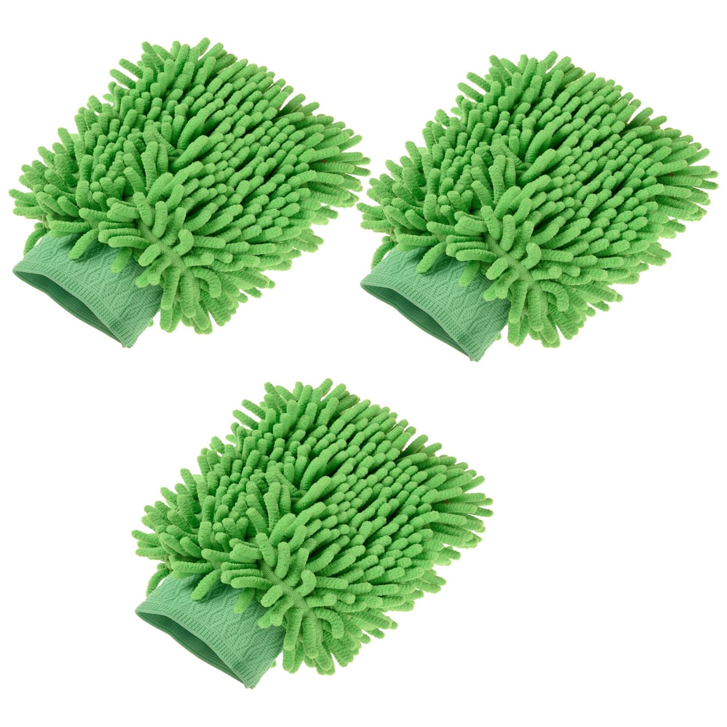 Urbane Home Gloves | Microfiber Cleaning Gloves | Chenille Mitts for Kitchen | 50 GSM Hand Duster for Kitchen | Hand Gloves For Car | Duster for Glass | Pack of 3 | Green
